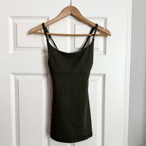 Lululemon Olive Green Cross Back Bra Shelf Top